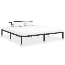 Bed Frame Black Metal 180x200 cm Super King