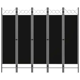 5-Panel Room Divider Black 200x180 cm