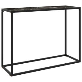Console Table Black 100x35x75 cm Tempered Glass