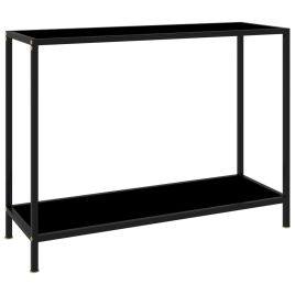 Console Table Black 100x35x75 cm Tempered Glass