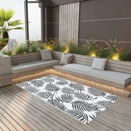 Outdoor Carpet White and Black 80x150cm