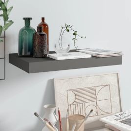 Floating Wall Shelf High Gloss Grey 40x23x3.8 cm MDF
