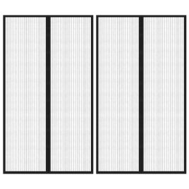 Insect Door Curtains 2 Pcs with Magnet Blocks Black 200x80cm