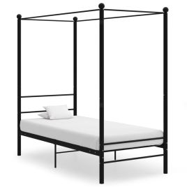 Canopy Bed Frame Black Metal 90x200 cm