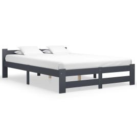 Bed Frame Dark Grey Solid Pine Wood 120x200 cm