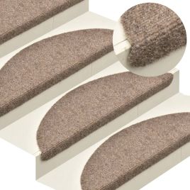 Self-adhesive Stair Mats 5 Pcs Cream 65x21x4cm Needle Punch