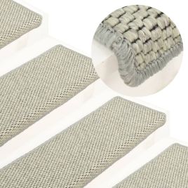 Stair Mats Self-adhesive Sisal-Look 15 Pcs 65x21x4cm Grey
