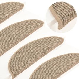 Stair Mats Self-adhesive 15 Pcs 56x17x3cm Dark Beige