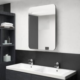 LED Bathroom Mirror Cabinet Black 60x11x80cm