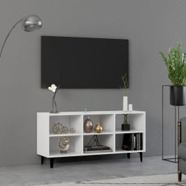 TV Cabinet with Metal Legs White 103.5x30x50 cm
