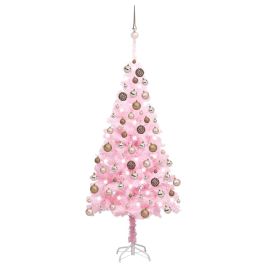 GLIMMO Artificial Pre-lit Christmas Tree with Ball Set Pink 180 cm PVC