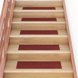 Self-adhesive Stair Mats Rectangular 15 Pcs 76x20cm Red