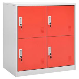 Locker Cabinet Light Grey and Red 90x45x92.5 cm Steel