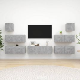 7 Piece TV Cabinet Set Concrete Grey Engineered Wood