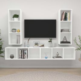 Wall-mounted TV Cabinets 4 Pieces White Engineered Wood