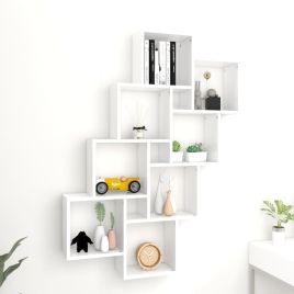 Wall Cube Shelf White 90x15x119 cm Engineered Wood