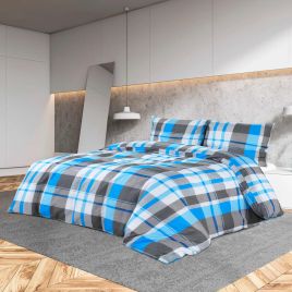 Duvet Cover Set Blue and Grey 200x200cm Cotton