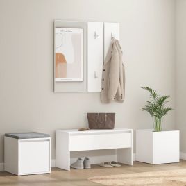 Hallway Furniture Set White Engineered Wood - Elvan