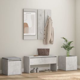 Hallway Furniture Set Concrete Grey Engineered Wood - Aven