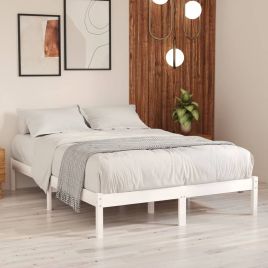 Bed Frame White Solid Wood 150x200 cm King Size