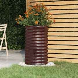 Garden Planter Powder-coated Steel 40x40x68 cm Brown
