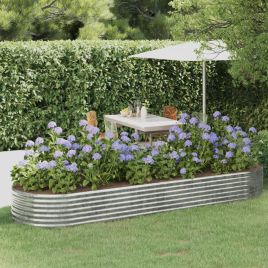 PRIFORD Garden Raised Bed Galvanised 322x100x36 cm Steel - Silver