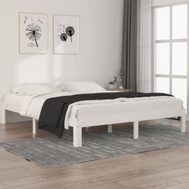 Bed Frame White Solid Wood Pine 160x200 cm