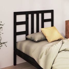 Bed Headboard Black 81x4x100cm Solid Wood Pine