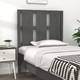 Bed Headboard Grey 80.5x4x100 cm Solid Wood Pine