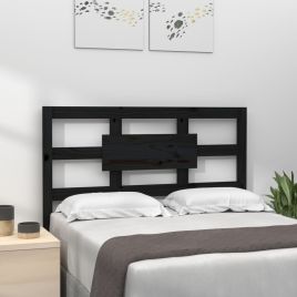 Bed Headboard Black 95.5x4x100cm Solid Wood Pine