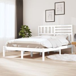 Bed Frame White Solid Wood Pine 120x200 cm