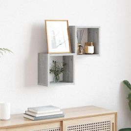 Wall Cube Shelves 2 pcs Grey Sonoma 26x15x26 cm Engineered Wood