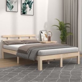 Bed Frame Solid Wood 140x190 cm