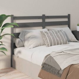 Bed Headboard Grey 166x4x100cm Solid Wood Pine