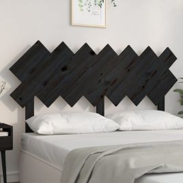 Bed Headboard Black 141x3x80.5 cm Solid Wood Pine