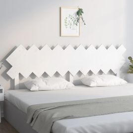 Bed Headboard White 196x3x80.5 cm Solid Wood Pine