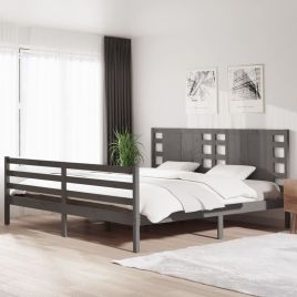 Bed Frame Grey Solid Wood Pine 200x200 cm