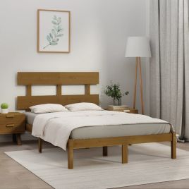 Bed Frame Honey Brown Solid Wood 200x200 cm