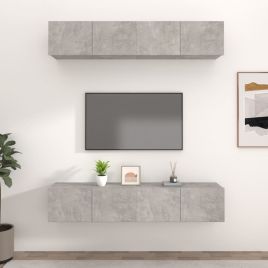 TV Cabinets 4 pcs Concrete Grey 80x30x30 cm Engineered Wood