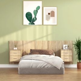 Bed Headboard with Cabinets Sonoma Oak Engineered Wood