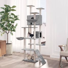 Cat Tree with Sisal Scratching Posts Light Grey 191 cm