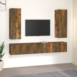 5 Piece TV Cabinet Set Smoked Oak Engineered Wood