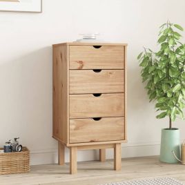 OLIVER Oak Finish Finish Chest of Drawers - Tallboy, Small-sized, 4 Drawers
