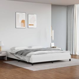 Bed Frame White 180x200 cm 6FT Super King Faux Leather