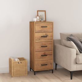 HOCKLEY Oak Finish Chest of Drawers - Tallboy, Medium-sized, 5 Drawers