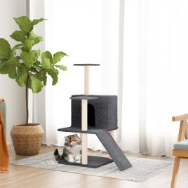 Cat Tree with Sisal Scratching Posts Dark Grey 82 cm