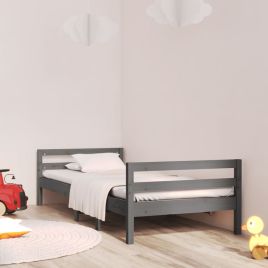 Bed Frame Grey 90x200 cm Solid Wood Pine