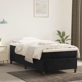 Box Spring Bed Frame Black 90x190cm 3FT Single Velvet