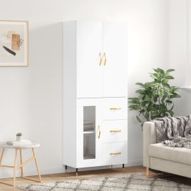 Highboard White 69.5x34x180 cm Engineered Wood