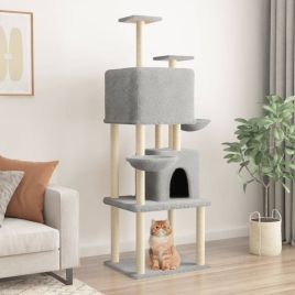 Cat Tree with Sisal Scratching Posts Light Grey 180 cm